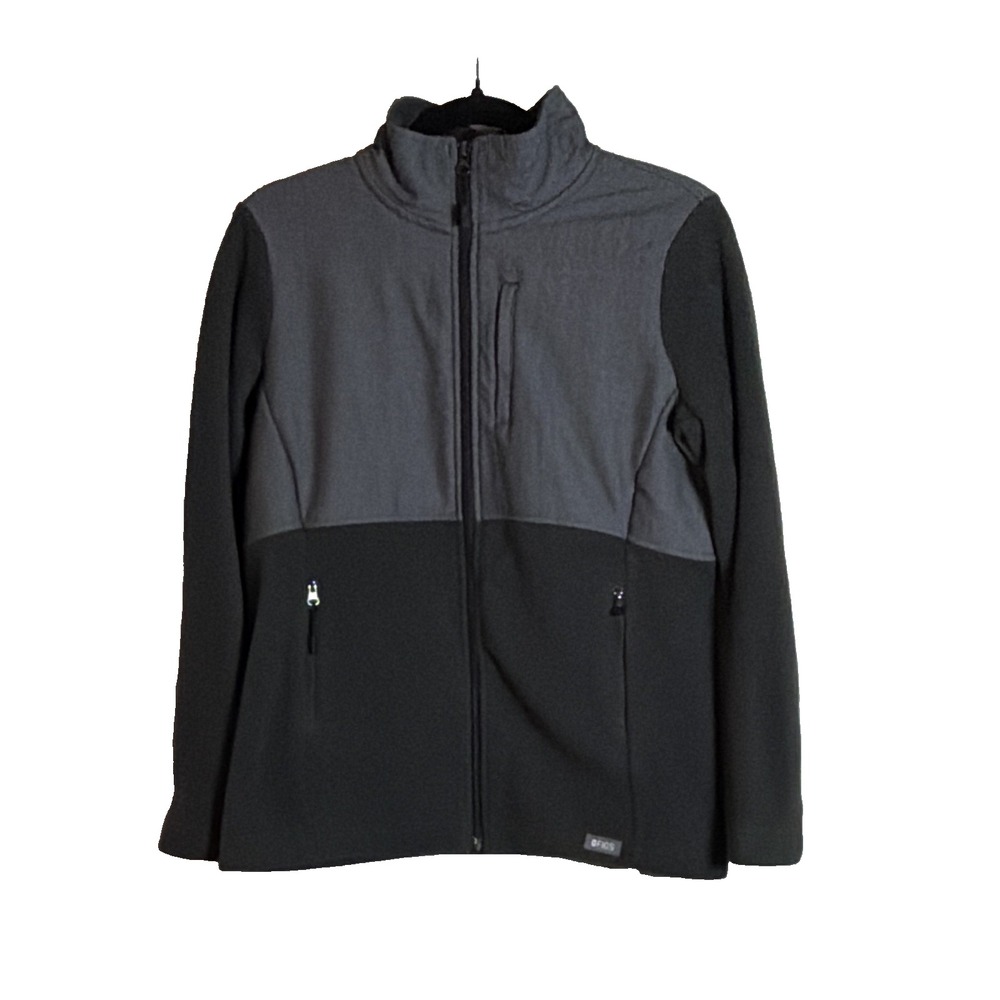 FIGS Women's Slim Fleece Full Zip Jacket Gray Medical Scrub Outerwear Small